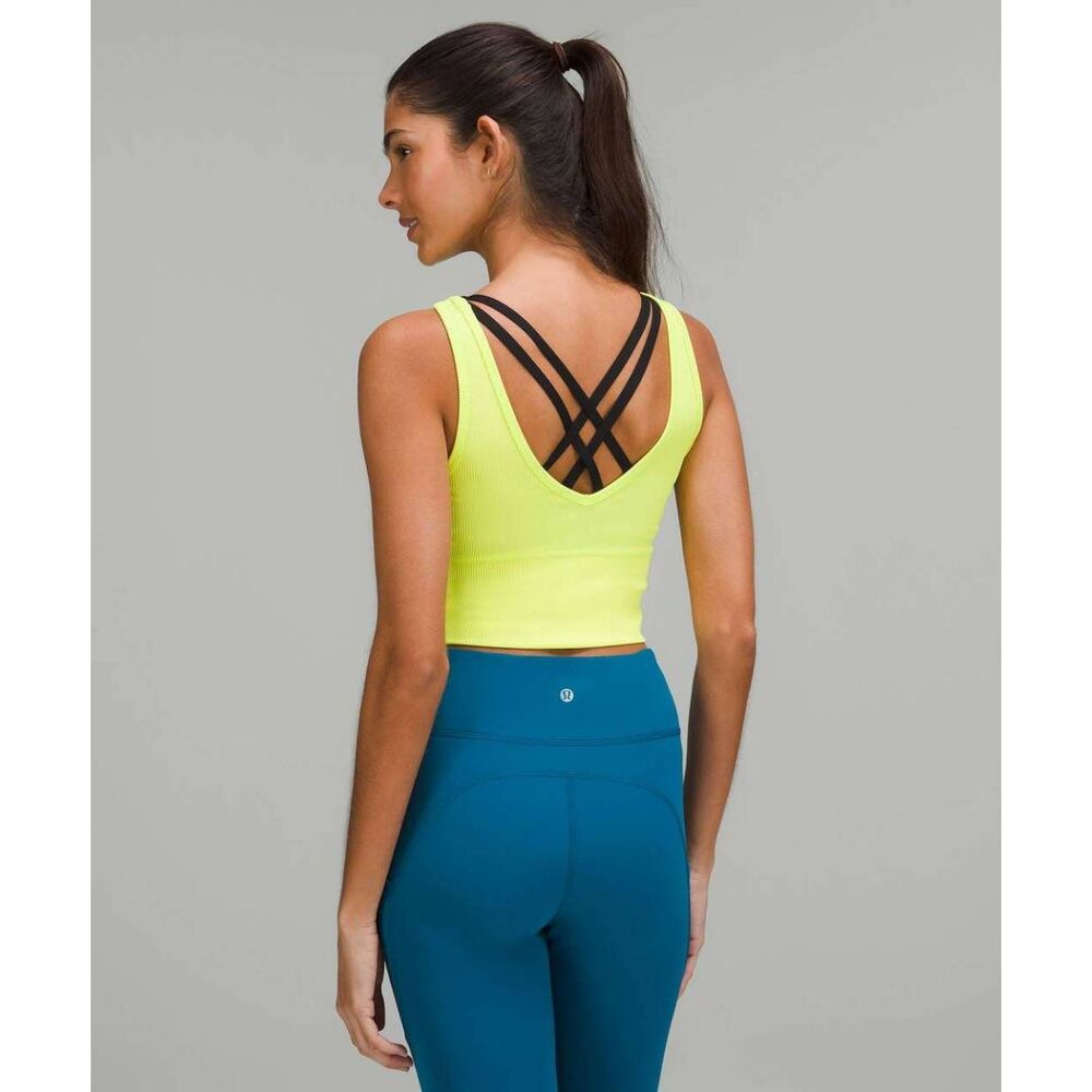 Lululemon Power Pivot Ribbed Tank Top Electric Lemon 6 Bright Neon Athletic Gym